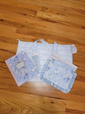 NWT LoveShackFancy x Target Yoobi 4 Pc School Set Everblooming Rosettes Blue HTF